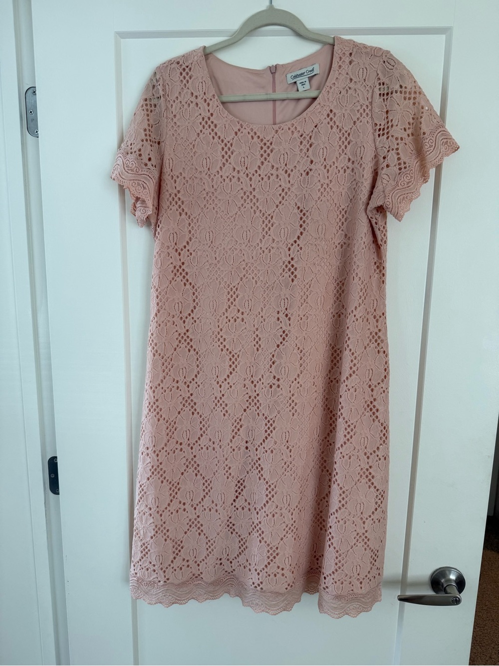Coldwater Creek Clarice Stretch Lace Short Sleeve Pink Dress